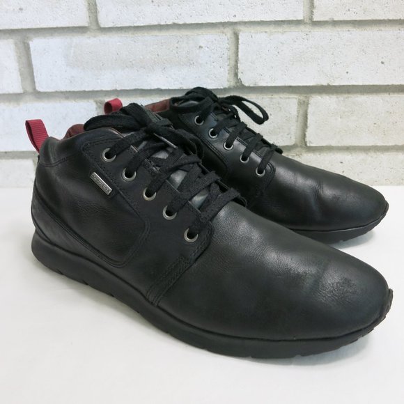 Geox Black Leather Comfort High Top Boots Men's Footear Casual Shoes Size 12 - Picture 2 of 7